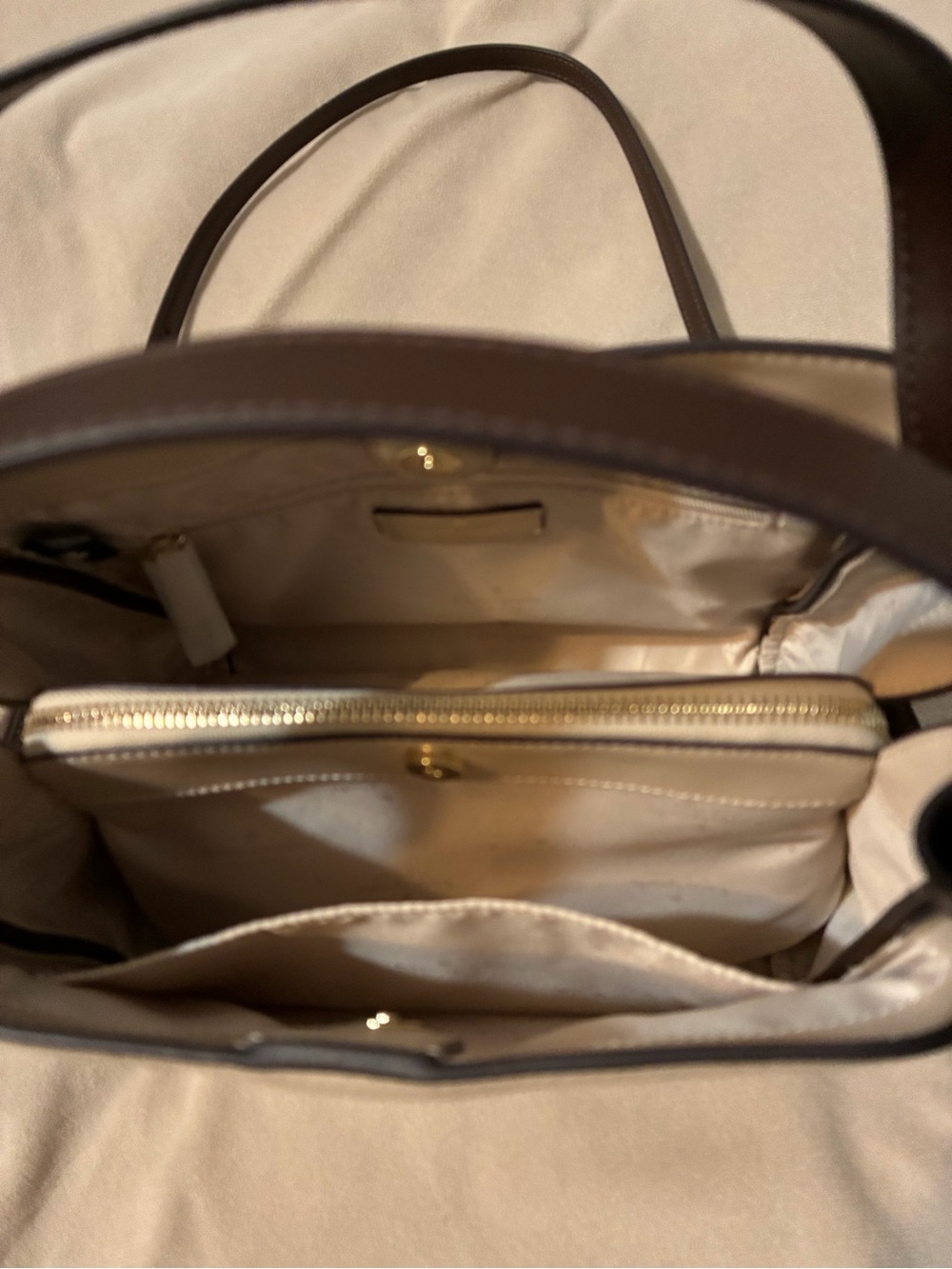 kate spade Cream and Brown Pebbled Leather Shoulder Bag - Picture 3 of 5